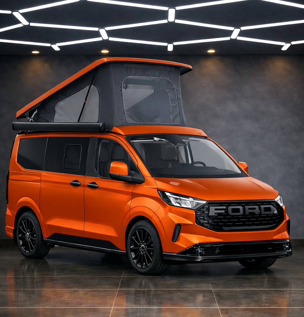 Orange Transit Custom camper conversion